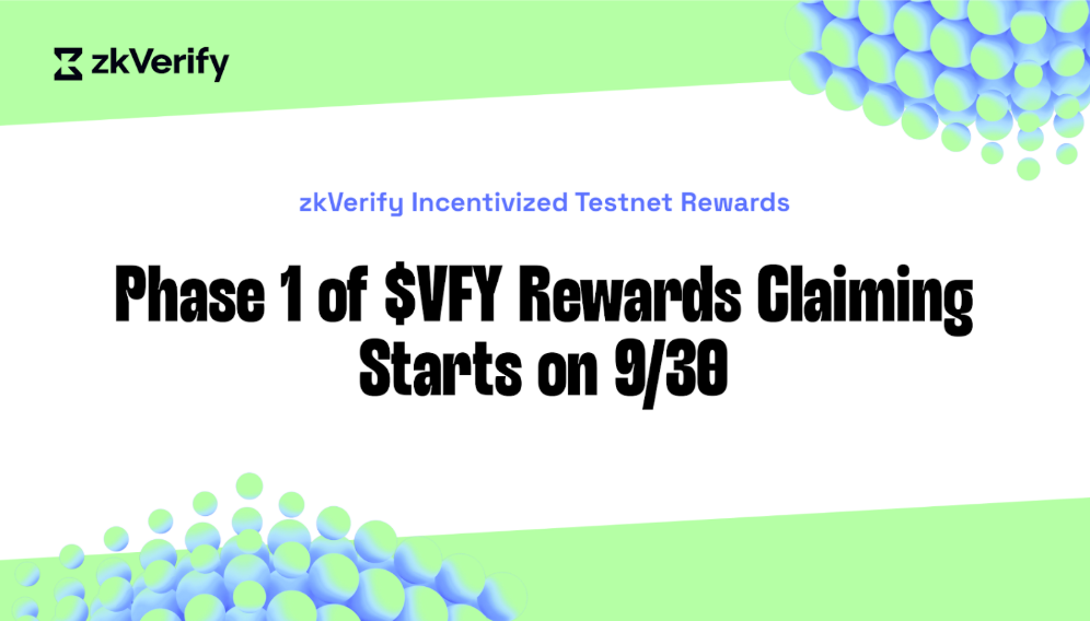 Phase 1 of $VFY Rewards Claiming Starts on 9/30